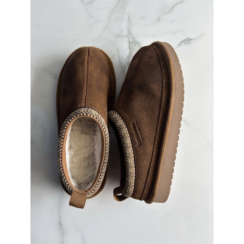 Koolaburra UGG Burree Platform Slipper Clogs Chestnut Brown Shearling Size 3 Y